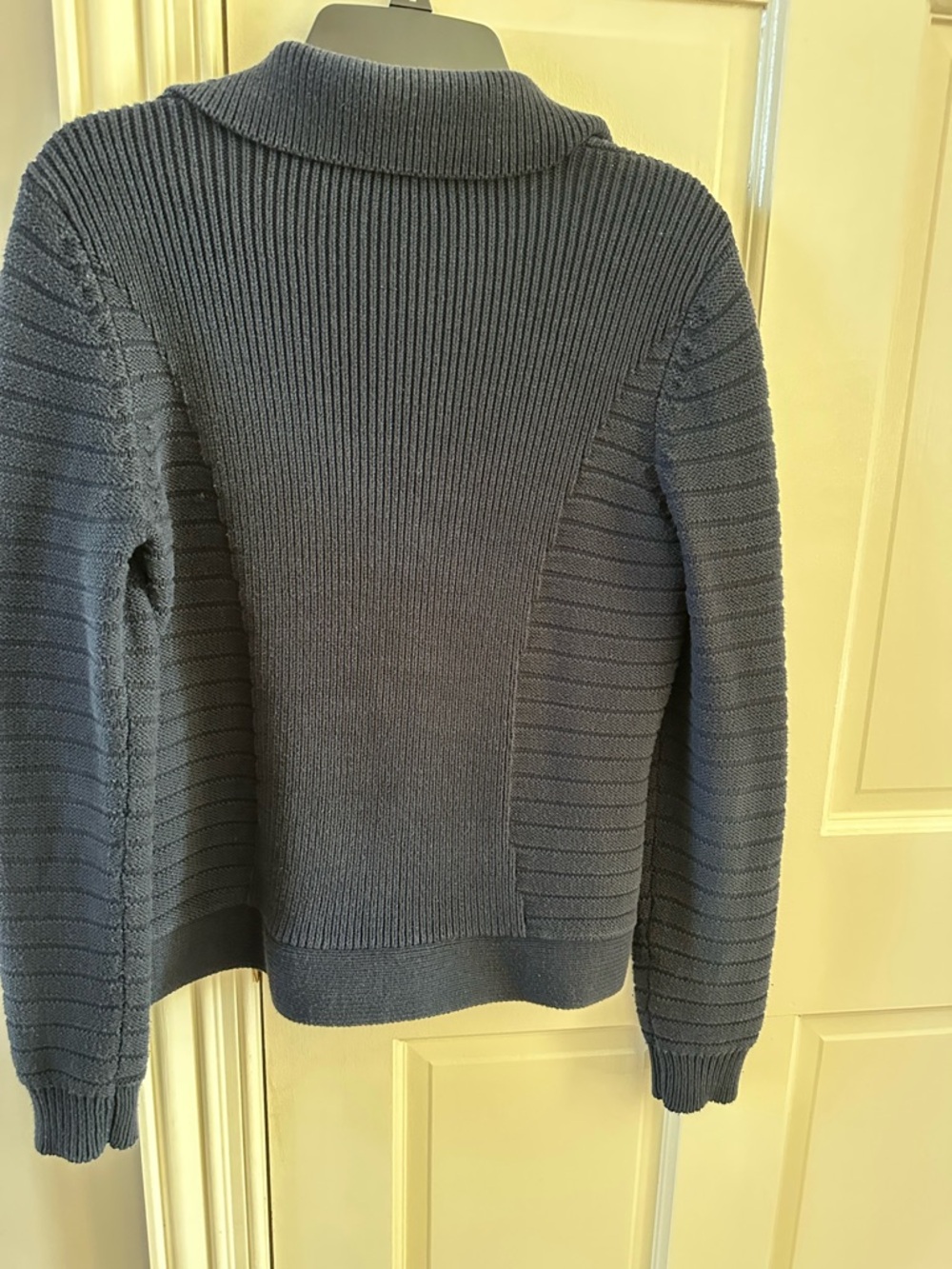 Liz Claiborne Navy Ribbed Button-Front Cardigan - Picture 3 of 6
